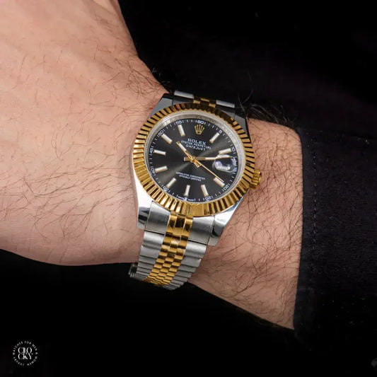 Rolex Datejust 41mm Black Dial Half Gold Jubilee Bracelet