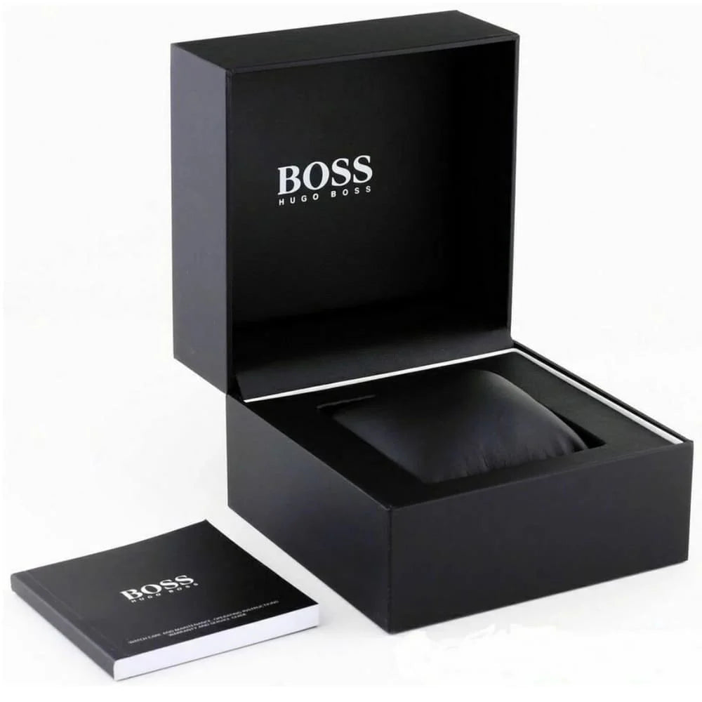 Hugo Boss Ikon 1513175 Silver Case White Dial Brown Leather Strap Men's Watch