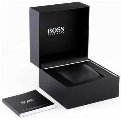 Hugo Boss Ikon 1513175 Silver Case White Dial Brown Leather Strap Men's Watch