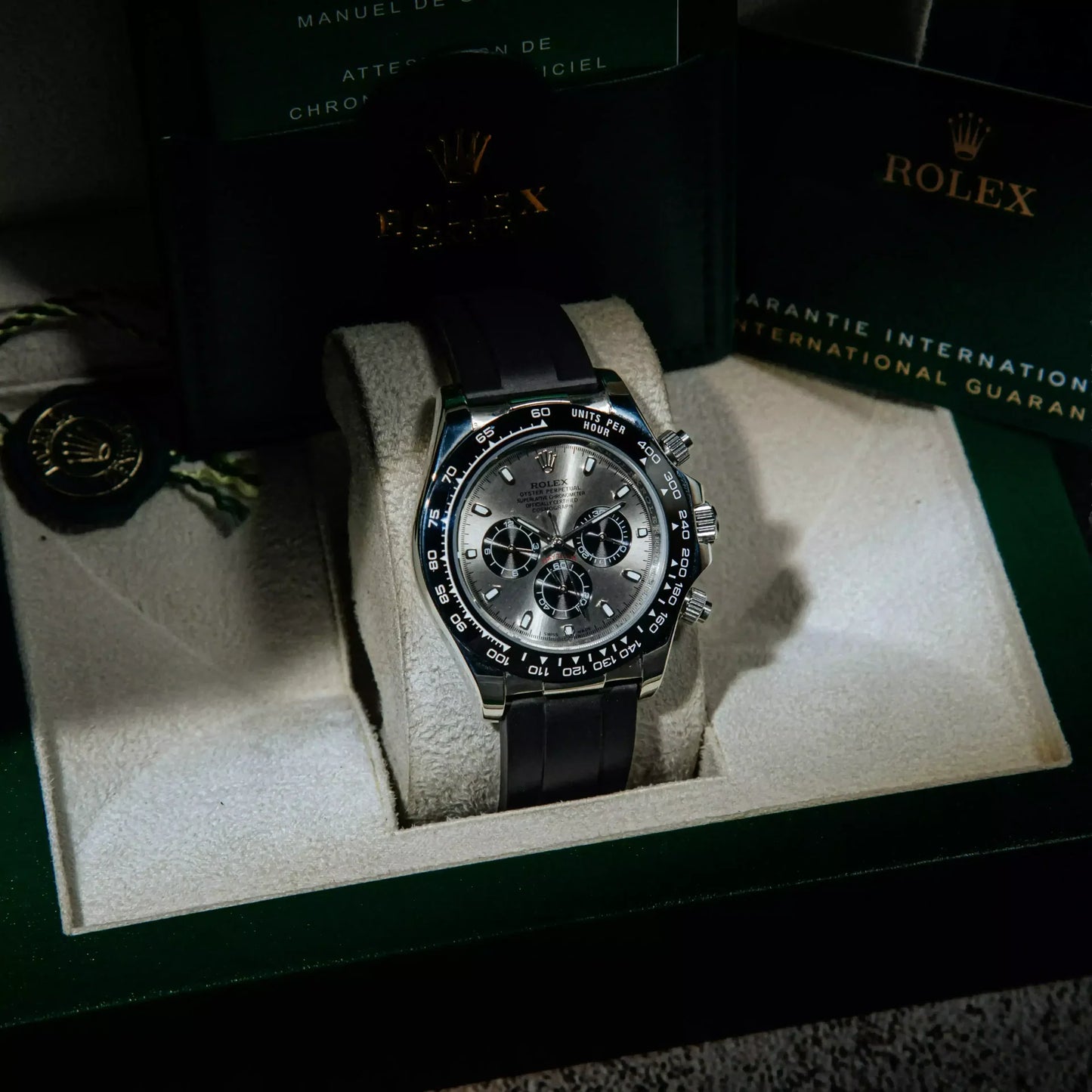 Rolex Cosmograph Daytona – Grey Dial & Black Ceramic Bezel & Rubber Oysterflex Strap