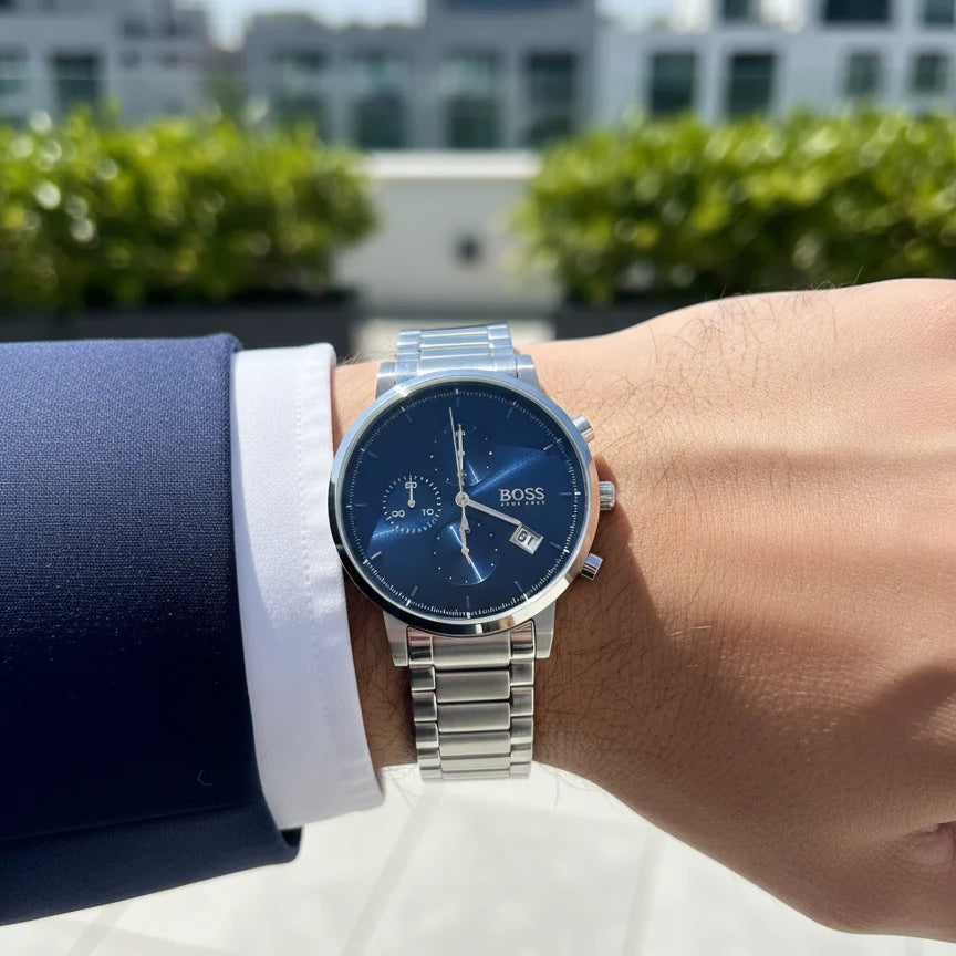 Hugo Boss Integrity 1513779 Silver-Tone Blue Dial Chronograph Men's Watch